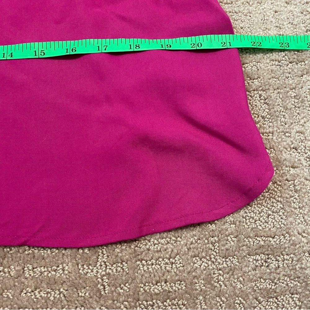 {Pleione} Mixed Media Roll Sleeve Top | Fuscia Pink ~ Size XS - Picture 11 of 15